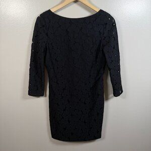 DVF Diane Von Furstenberg Sarita Flower Lace Sheath Dress Size 4 Black Event